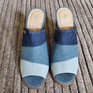 Henry ferrera, denim mules. size 8